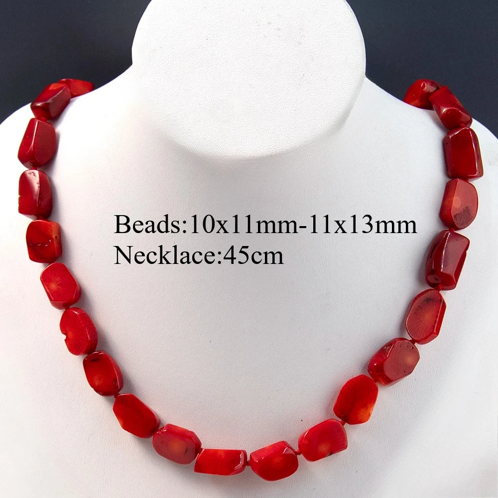

1 Strand Red Coral Necklace 10x11mm-11x13mm Irregular Coral Beads Fashion 2025 Jewelry Accessories Daily Wear Women's Gift