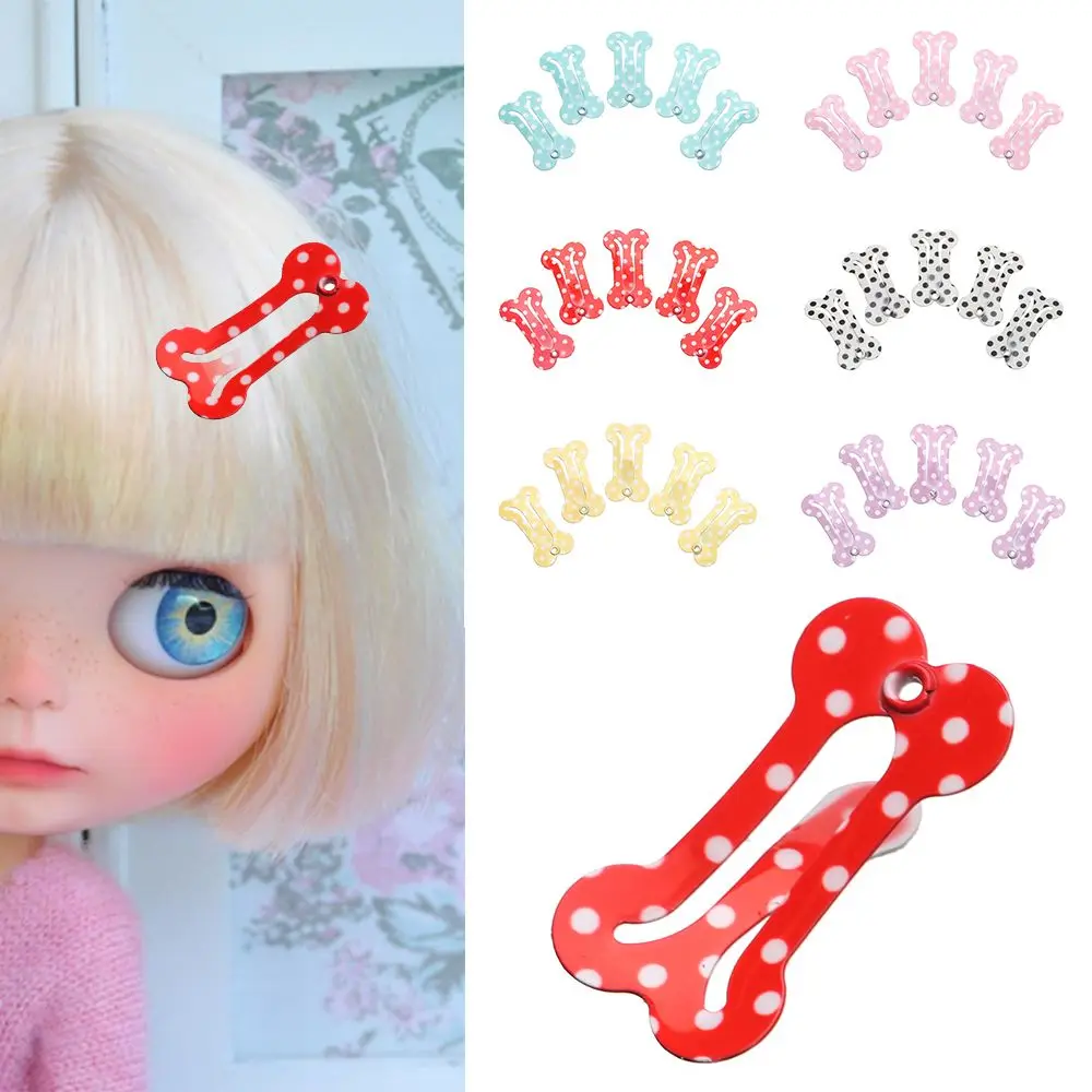 5Pcs 2.5cm Mini Metal Clip for 1/6 1/12 BJD Doll Tiny Headwear Hairclip With Dots Princess Hairpin DIY Doll Accessories