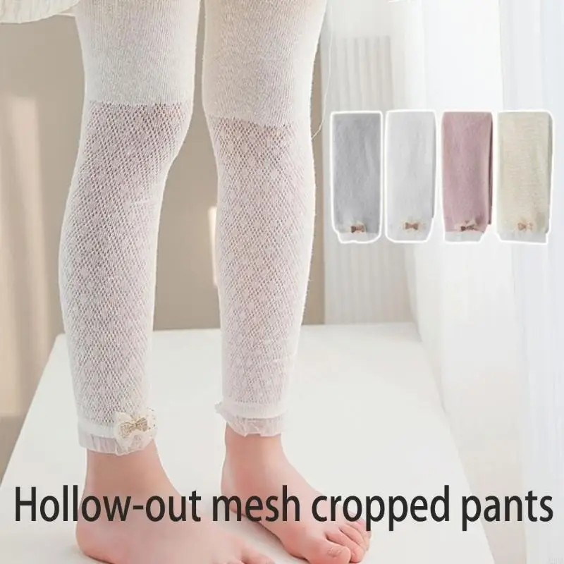 Cotton Blend Knit Leggings for Girls Airy Lightweight Designs Nine Tenths Length Leggings Perfect for Outdoor Activity A2UB