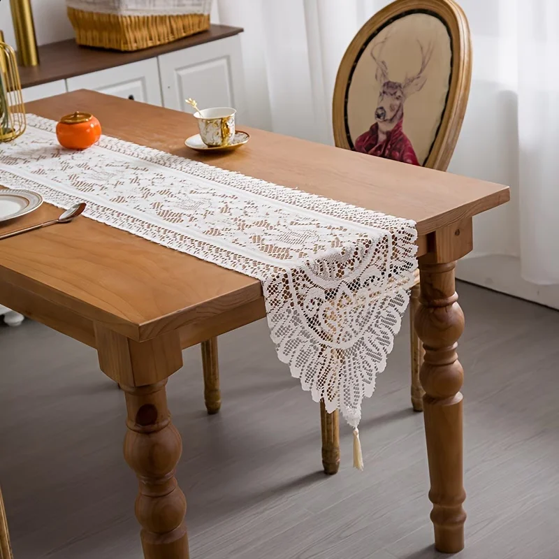 1pc Table Dresser Lace Table Runner for Dining Coffee Tea End Tables Doilies Cover Home Wedding Party Decor