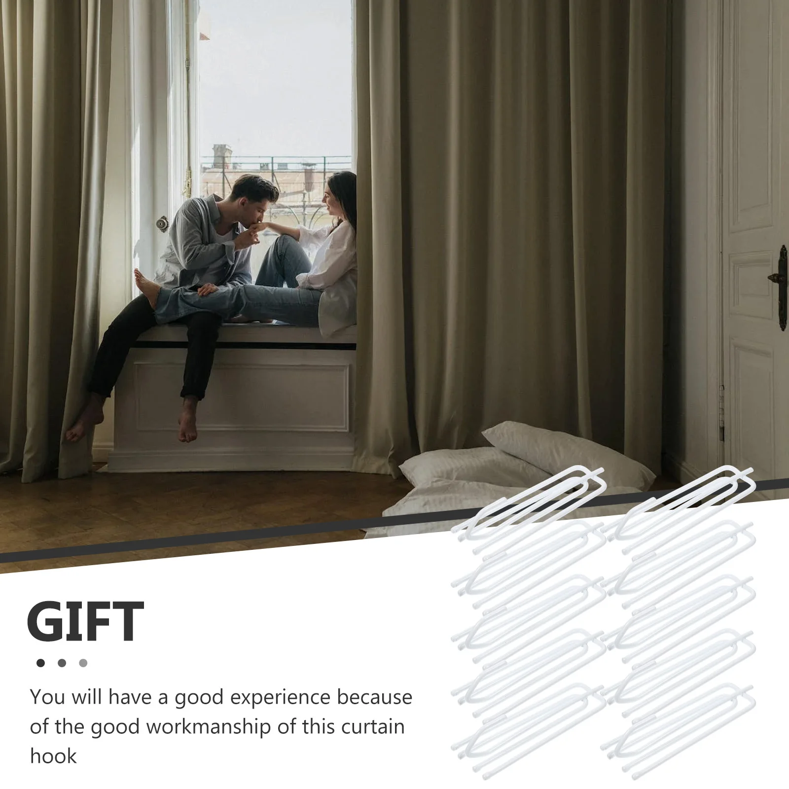 

30Pcs Stainless Steel Curtain 4-Prong Hooks Metal Pleat Clips for Pinch Pleat Drapes Bathroom Shower Curtain Hanging Support