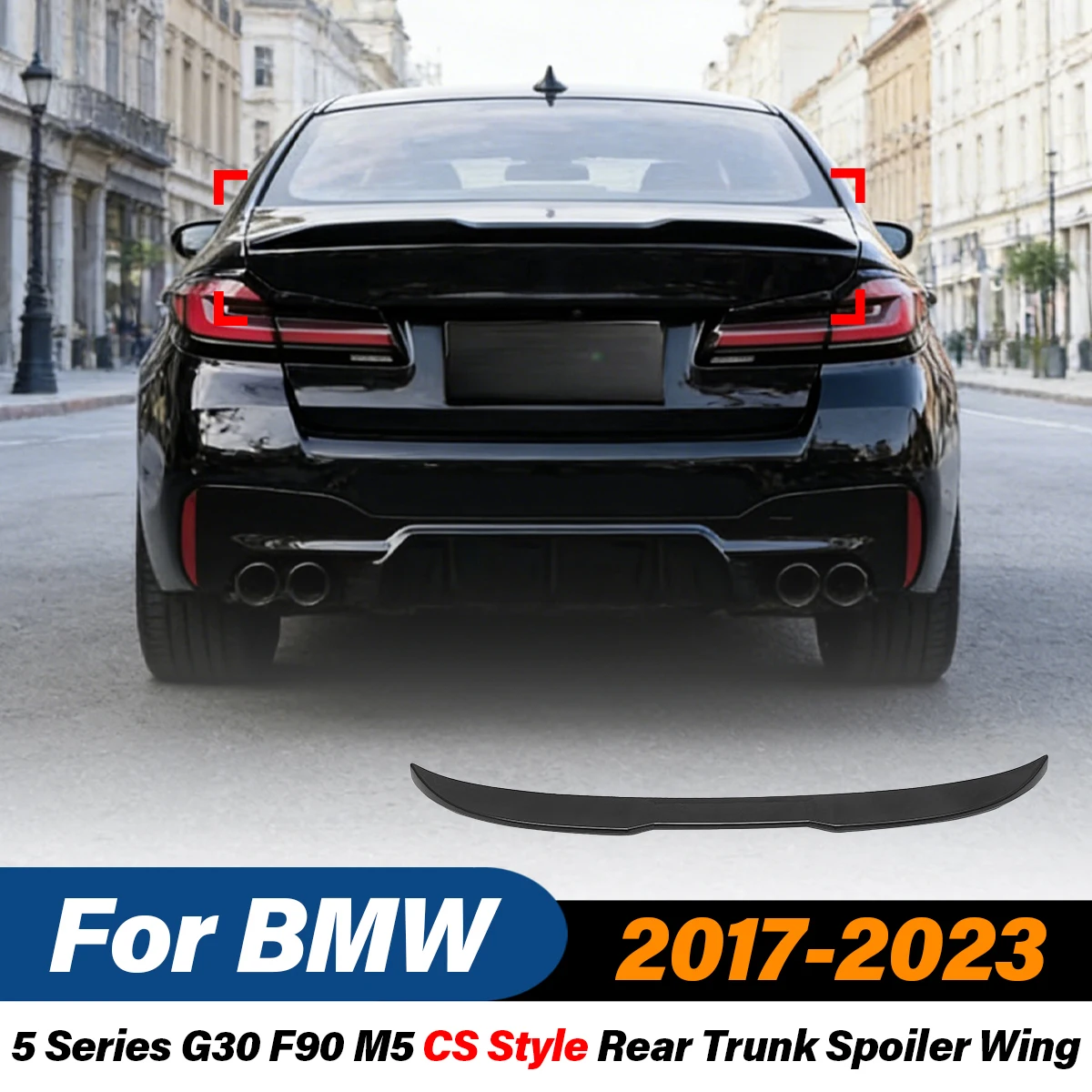 

Для BMW 5 серии G30 F90 M5 2017-2023: задний спойлер в стиле CS, фиксированное крыло, сплиттер, автомобильные аксессуары
