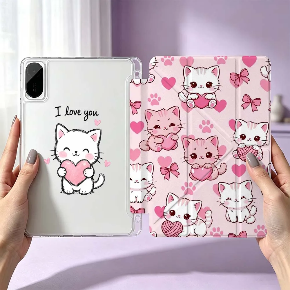 Чехол для планшета Xiaomi Redmi Poco Pad 8 7 6 5 Pro SE 5G 11.2 12.1 11 дюймов 3Y с рисунком розового мультяшного котенка