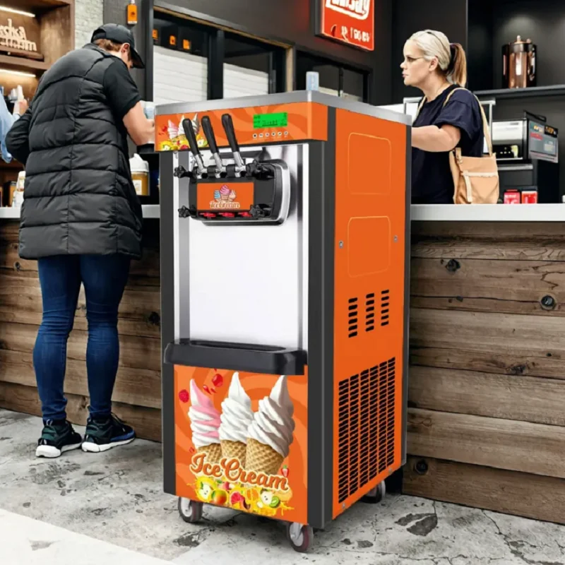 The Best Sale Vertical Ice Cream Mini Soft Ice Cream Making Vending Machine 3 Flavors Ice Cream Maker