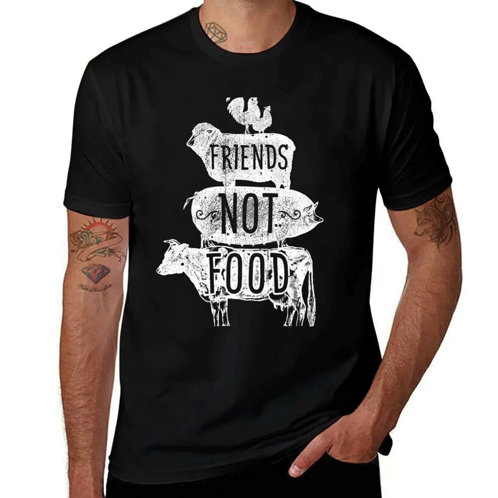 

Friends Not Food - Vegan Vegetarian Animal Lovers T-Shirt T-shirts oversize oversized t shirt tops mens funny t shirts