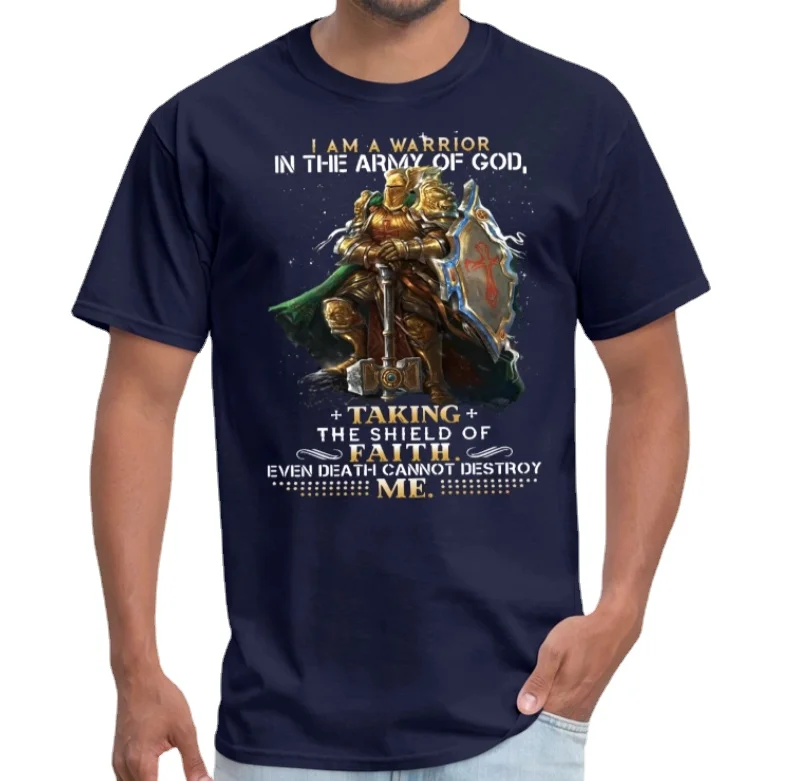 God Army Warrior Taking Shield Knights Templar Crusaders Faith T-Shirt Summer Cotton Short Sleeve O-Neck Mens T Shirt New S-3XL