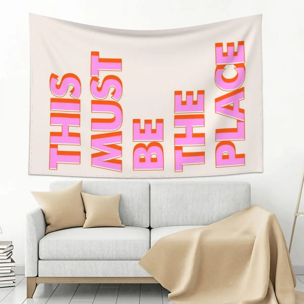 

This Must Be The Place - Pink and Orange Tapestry House Decoration Living Room Decoration Wall Hanging Tapestry