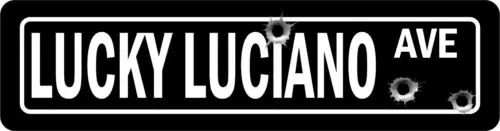 LUCKY LUCIANO AVE STREET SIGN ALL METAL Tin Sign 4 x 16  SLOGANS NOVELTY QUOTES