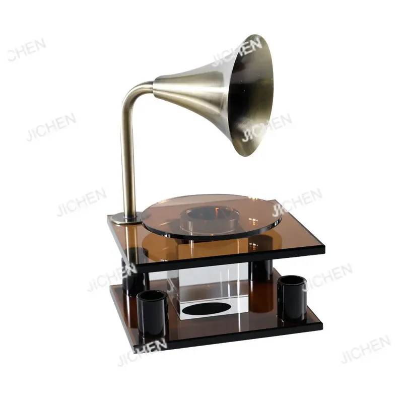 

JC Minimalist retro record player, light luxury soot crystal table top ornaments, model room, study tabletop, home decoration