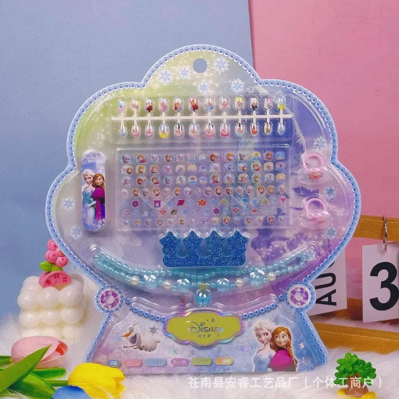 Hasbro disney elsa בנות kawaii שרשרת אנימה קפוא קריקטורה צמיד ילדים מדבקות מתנה סט סיטוני