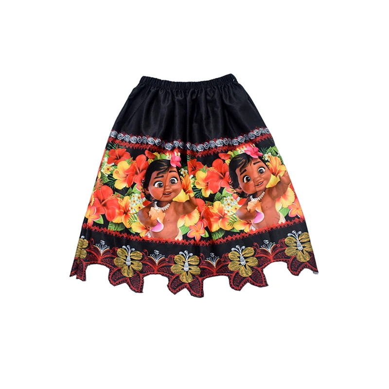 Fashion Island Style Micronesian&Hawaiian Beach Wear Adorable Cartoon Floral Printed Polyester Skirt For Children