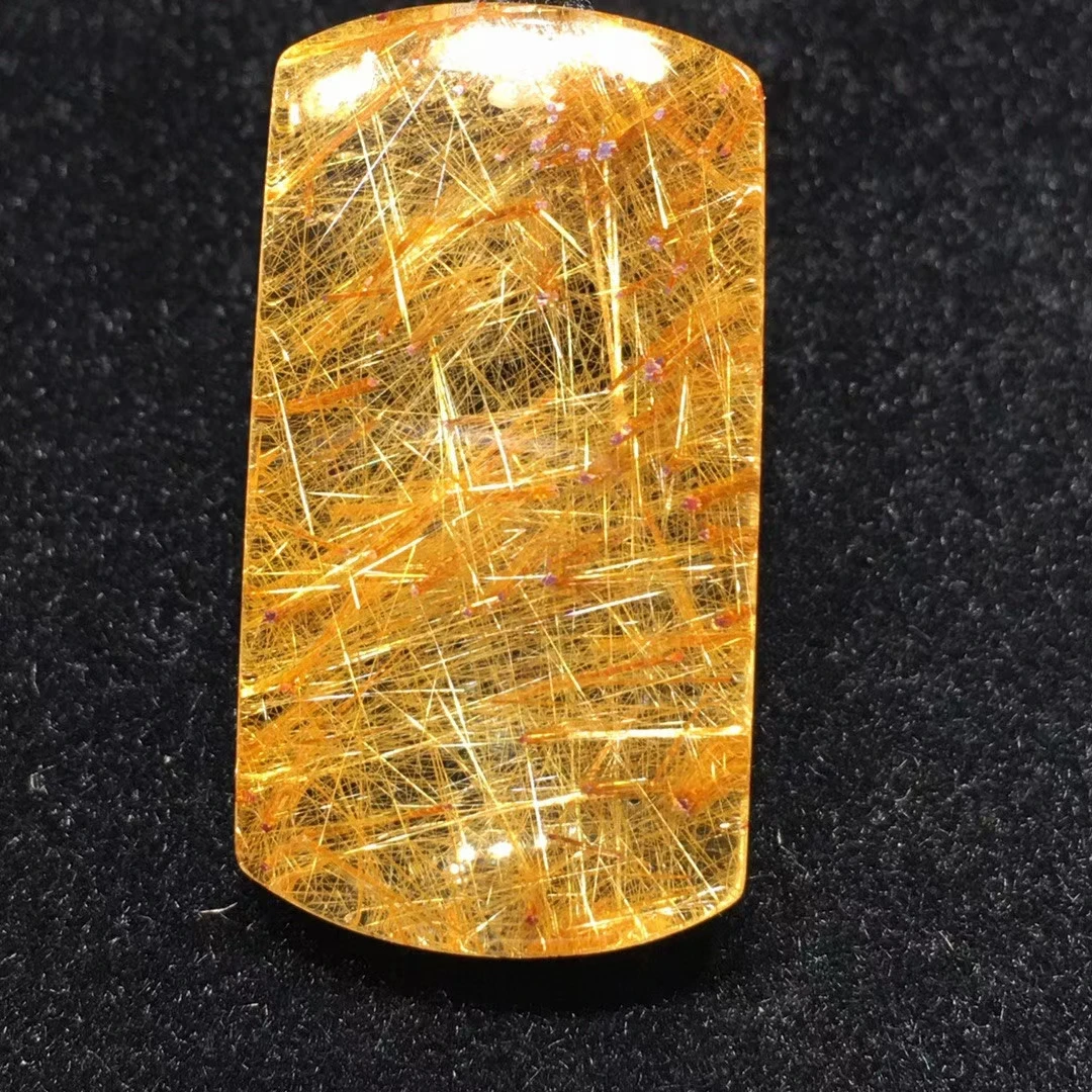 

Natural Gold Rutilated Quartz Pendant Rectangle Necklace Cat Eye Jewelry 30*16.2*8mm Rutilated Women Men AAAAAAA