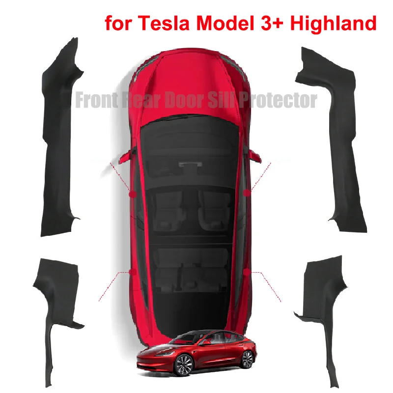 For Tesla Model 3+ Highland 2024 Front Rear Door Sill Protector Strip Anti-kick Guard Waterproof Welcome Pedal Threshold Pad