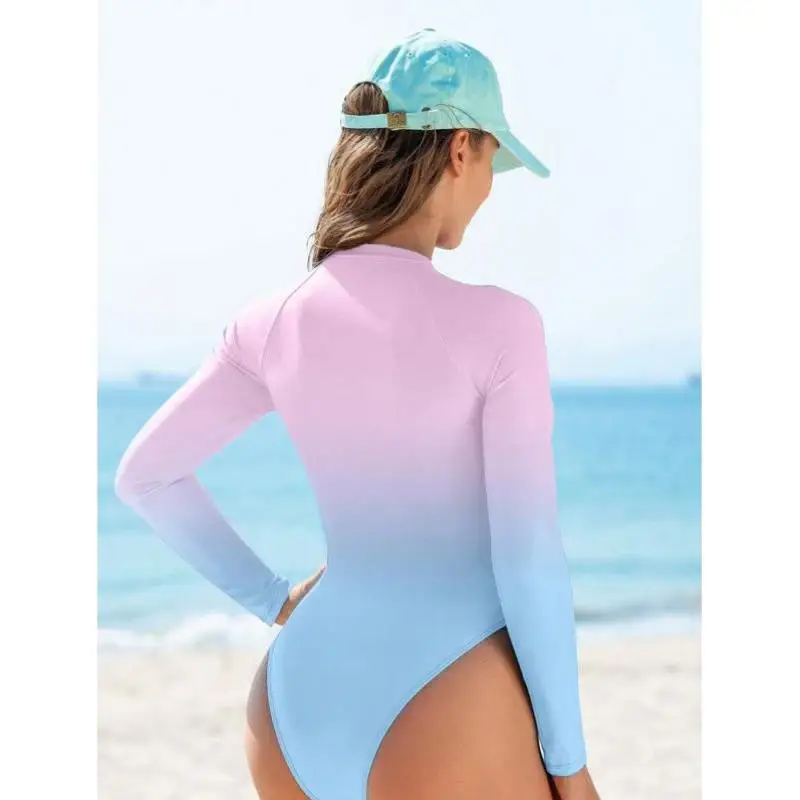 Beach adient Color Long Sve Dr f Zipper Sle 26382 Casual Sportswear Set for Men Autumn Season Seven Sve Length