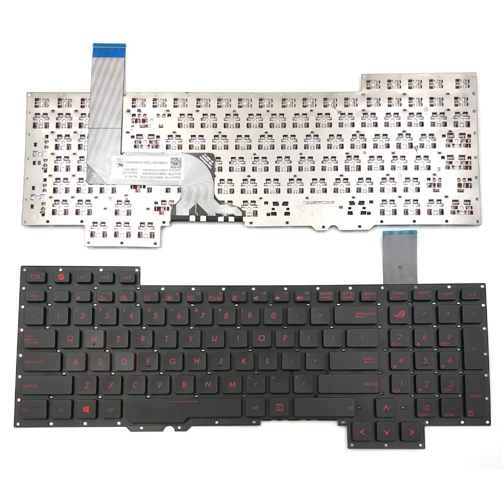 New US Russian Keyboard For Asus G751 G751j G751jl G751jm G751jt G751jy Without Frame Red English RU