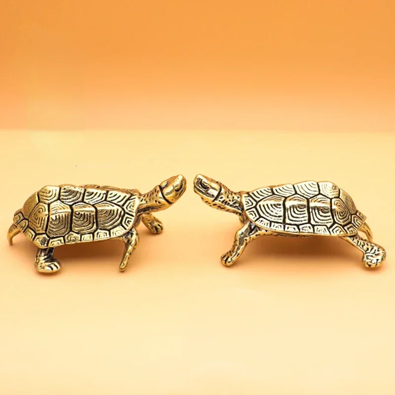 Lucky Small Money Turtle Retro Brass Tortoise Statue Desktop Ornaments Solid Copper Turtle Figurines Home Decoration