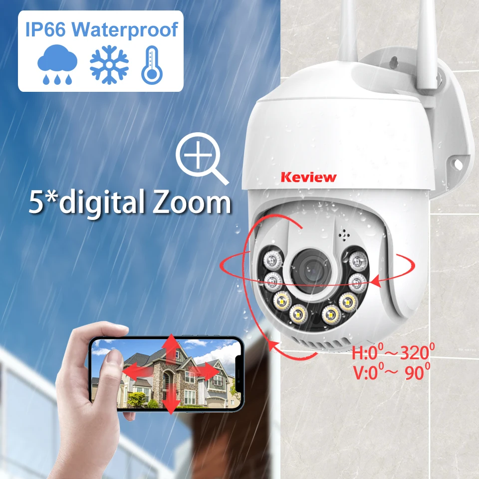IP Wifi Camera Wireless 2MP 3MP 5MP Outdoor Digital Zoom PTZ IP Camera Wifi Audio AI Human Detection CCTV Surveillance IP Camera