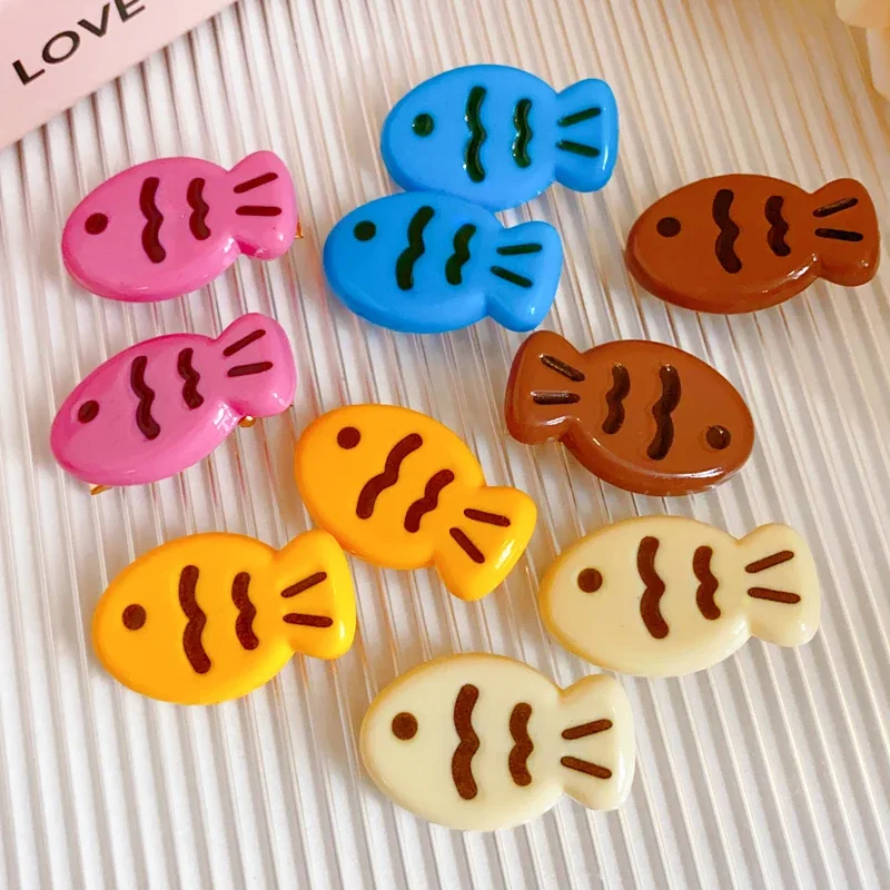 8 Pcs Cute Little Fish Cookie Duckbill Clips for Women Partysu Colorful Bangs Clip Sweet Personality Girls New Accessories Sets