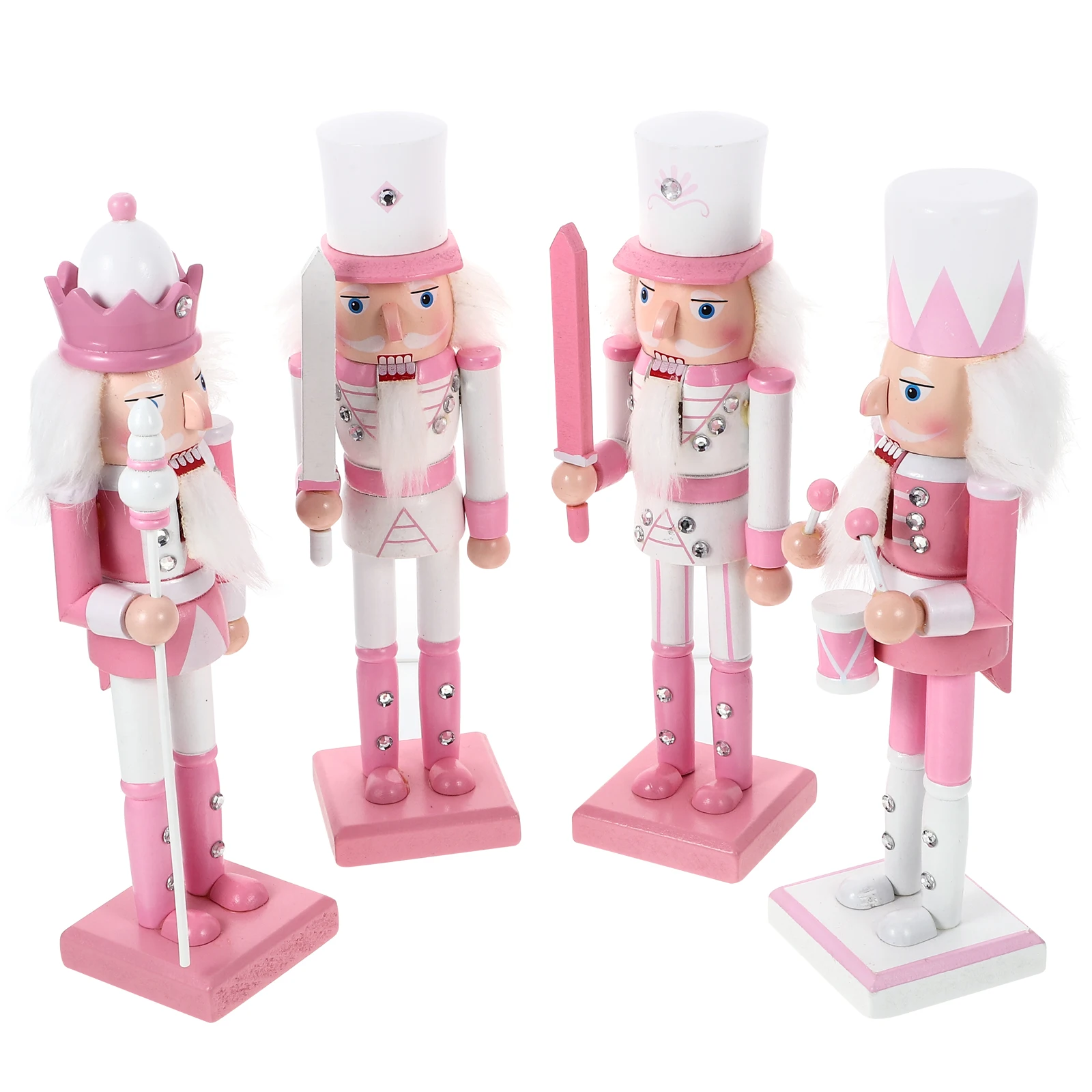 

4pcs Wooden Nutcracker Soldier Christmas Nutcracker Figure Sturdy Home Office Bedroom Decoration Xmas Gift Nutcrackers