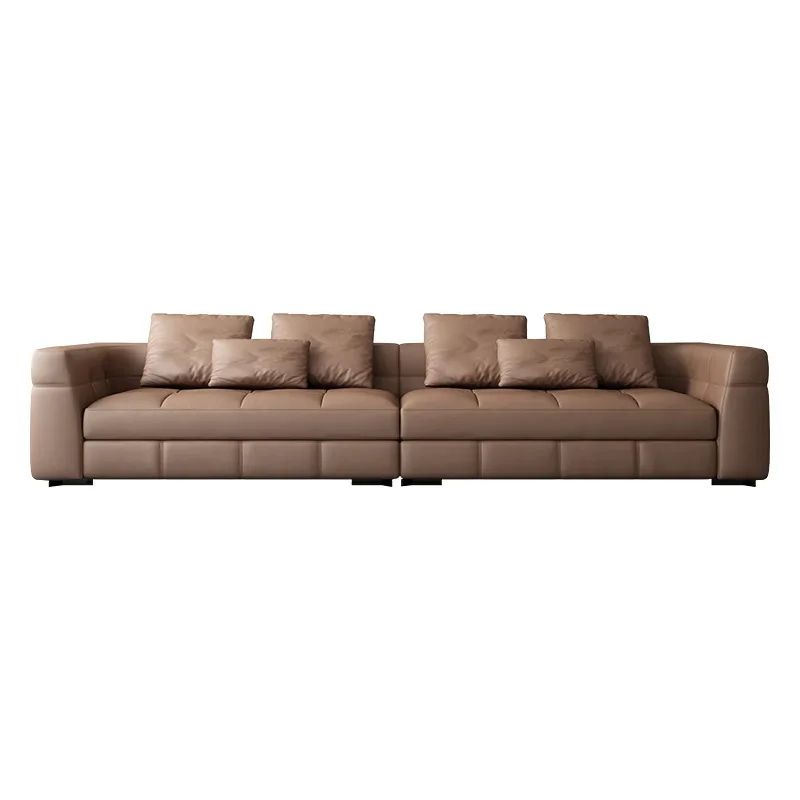 

Italian minimalist Blaze sofa leather first layer cowhide straight row living room high-end light luxury hotel sofa