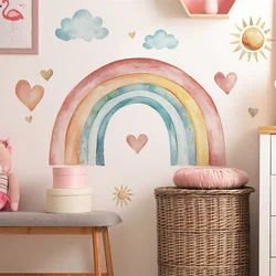 INS Rainbow Love Clouds Wall Sticker For Baby Room Nursery Decals DIY Self-adhesive Vinyl Murals Nordic Rainbow Poster Wallpaper