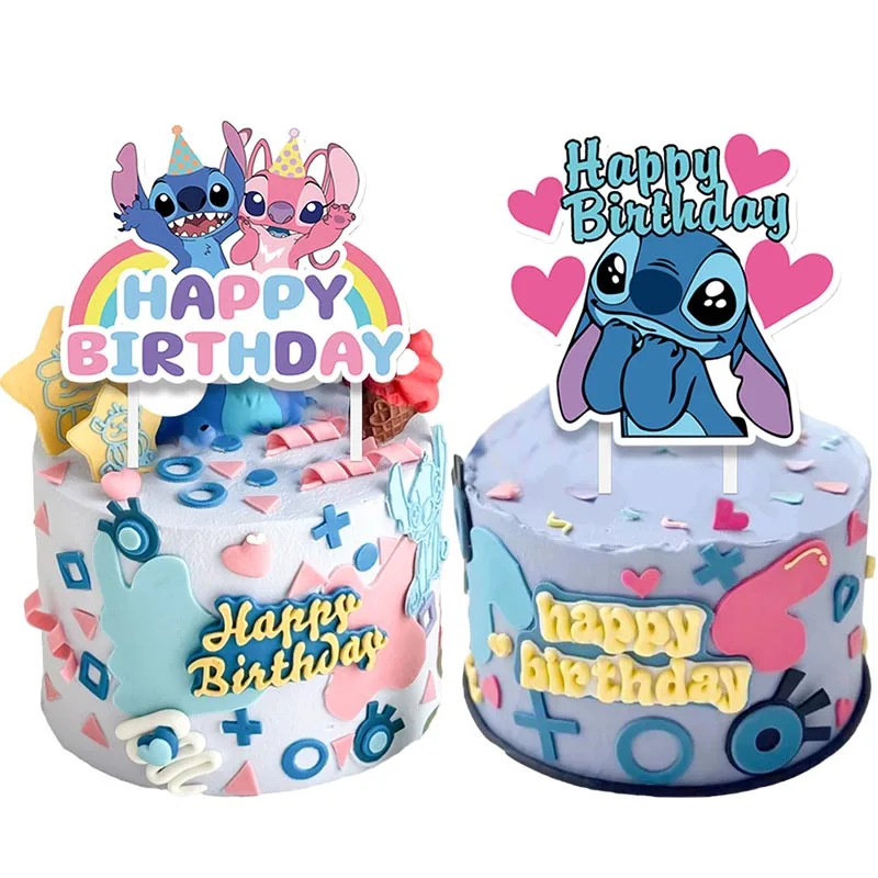 

Disney Stitch Cake Topper Anime Cartoon Cupcake Birthday Party Supplies Decoration Kids Party Decor Baby Shower Party Favors