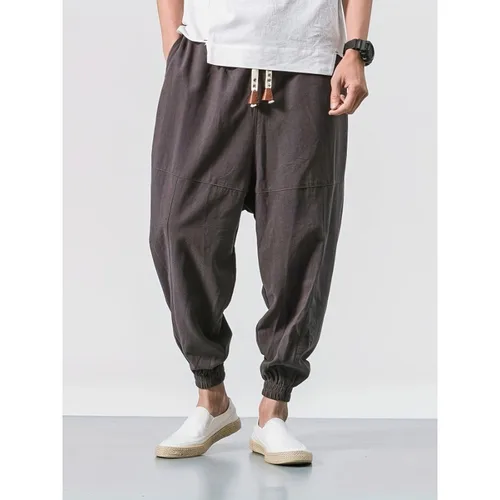 Imagen 1 del producto Nuevos pantalones para hombre, pantalones cruzados de Color sólido a la moda, ropa de calle de estilo holgado, pantalones Harem para hombre