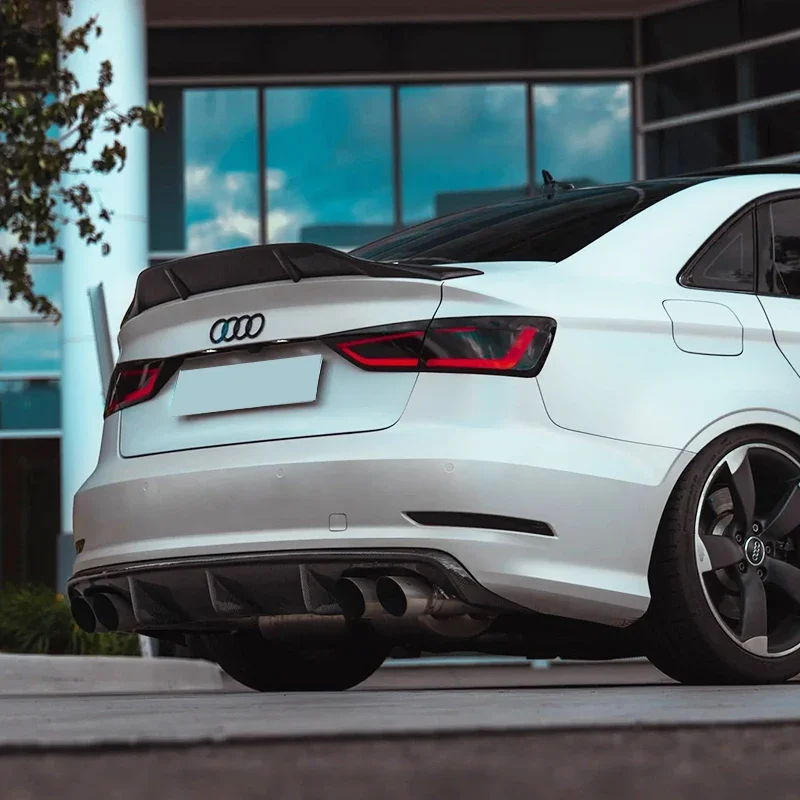 Dla Audi S3 A3 RS3 8V Sedan 2013-2020 R Style Rear Boot Spoiler Car Rear Trunk Lip Spoiler Wing Rear Roof Spoiler Cap Tuning