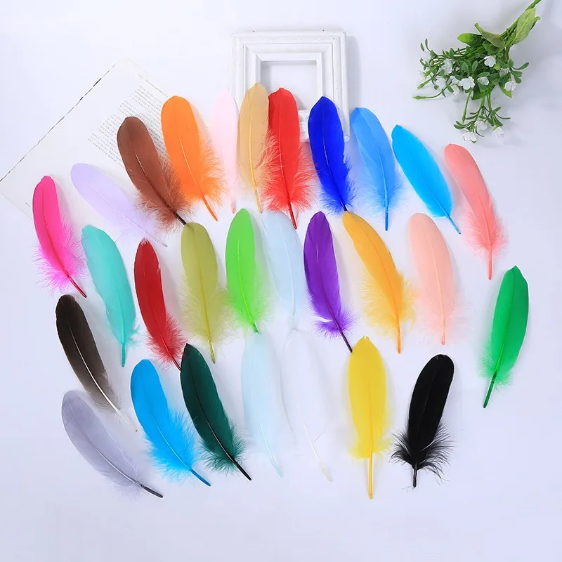 Fluffy Swan Plumes 8-12cm Floating Goose Feathe Dyed plumas DIY Feathers Hanging Various Decorative Hat Hair Accessories 100pcs