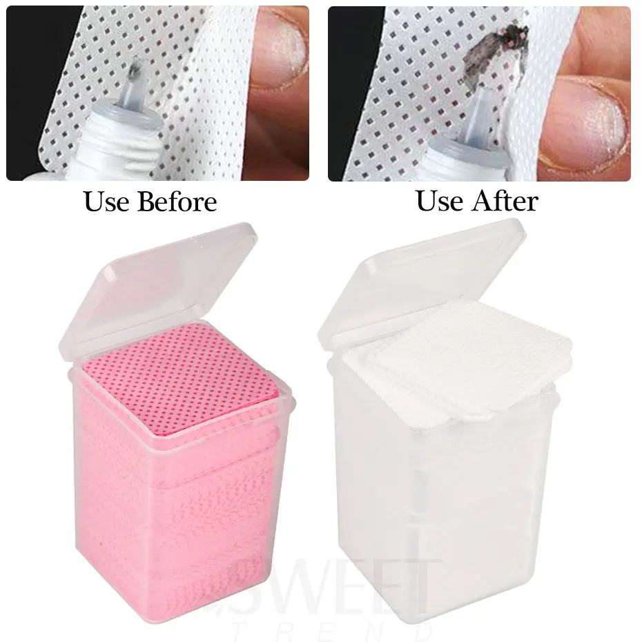 Eyelash Glue Nail Polish Remove Cotton Wipes UV Gel Nail Tips Polish Remover Cleaner Lint-Free Paper Pad Lash Makeup Tools BES96