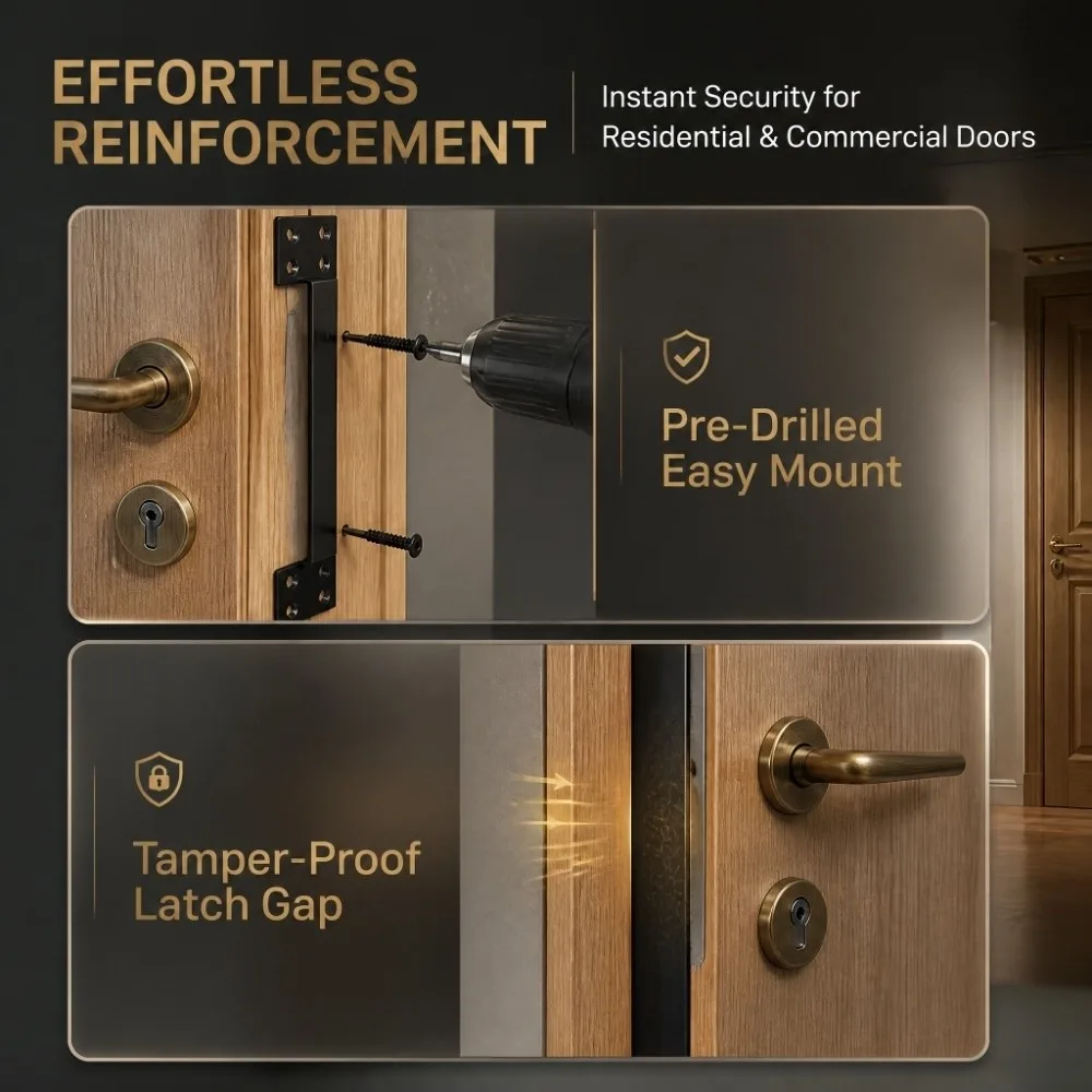 Durable Steel Door Latch Guard Plate Easy Installation Anti Burglary Door Guard Plate Door Latch Shield Apartment