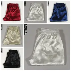 Glossy Satin Chinese Men's Pants Trousers Outdoor Pockets Fitness Male Plus Size Casual Sports Bottoms