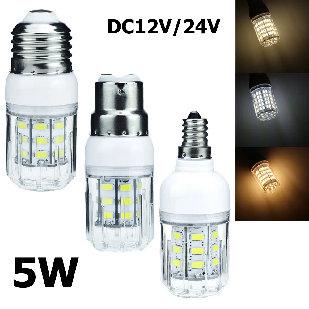 5W Led Corn Light Bulbs Clear PC Shell Replace Halogen 360° Lighting 12v B22 27LEDs 6000k 4000k 3000k Lights Decoration Shell E1