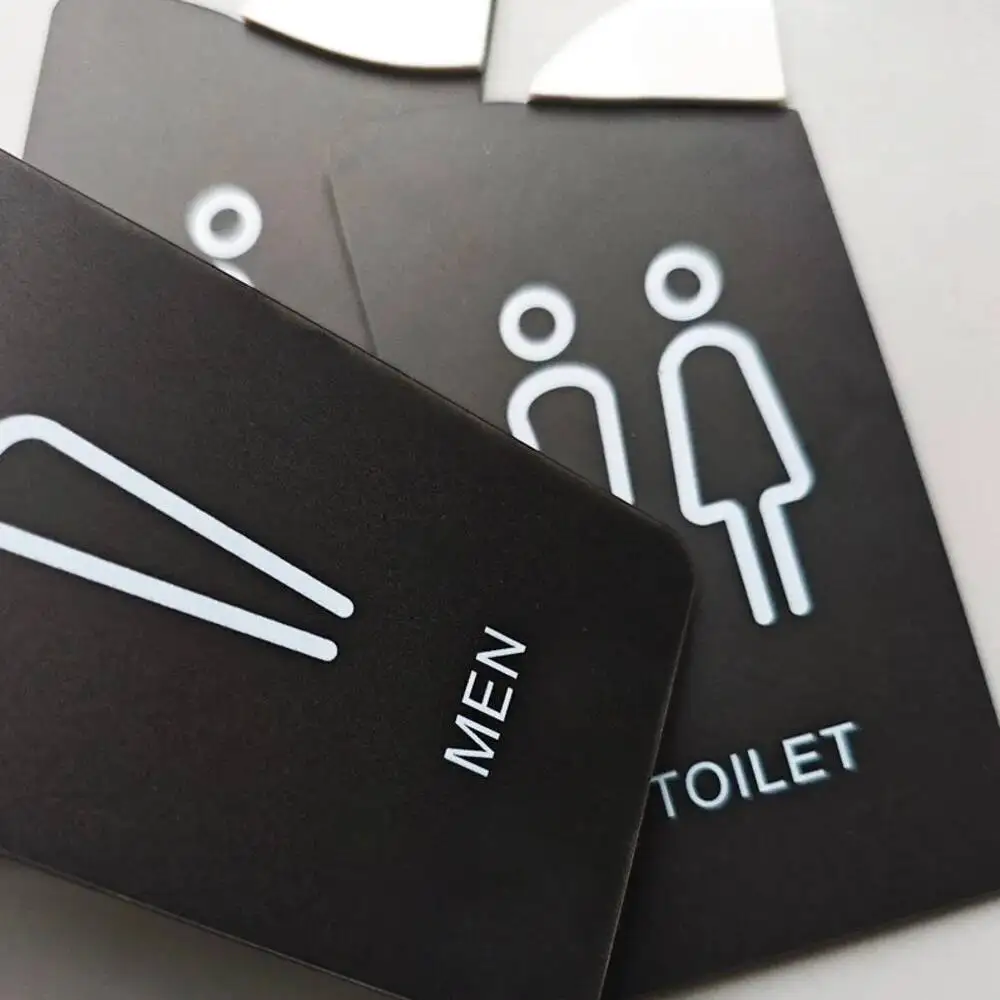 1 Stück ​ WC-Anzeigeschilder für öffentliche Toiletten für Herren und Damen im Hotel-/Büro-/Mall-Schwarz-Weiß-Stil – Detail 3