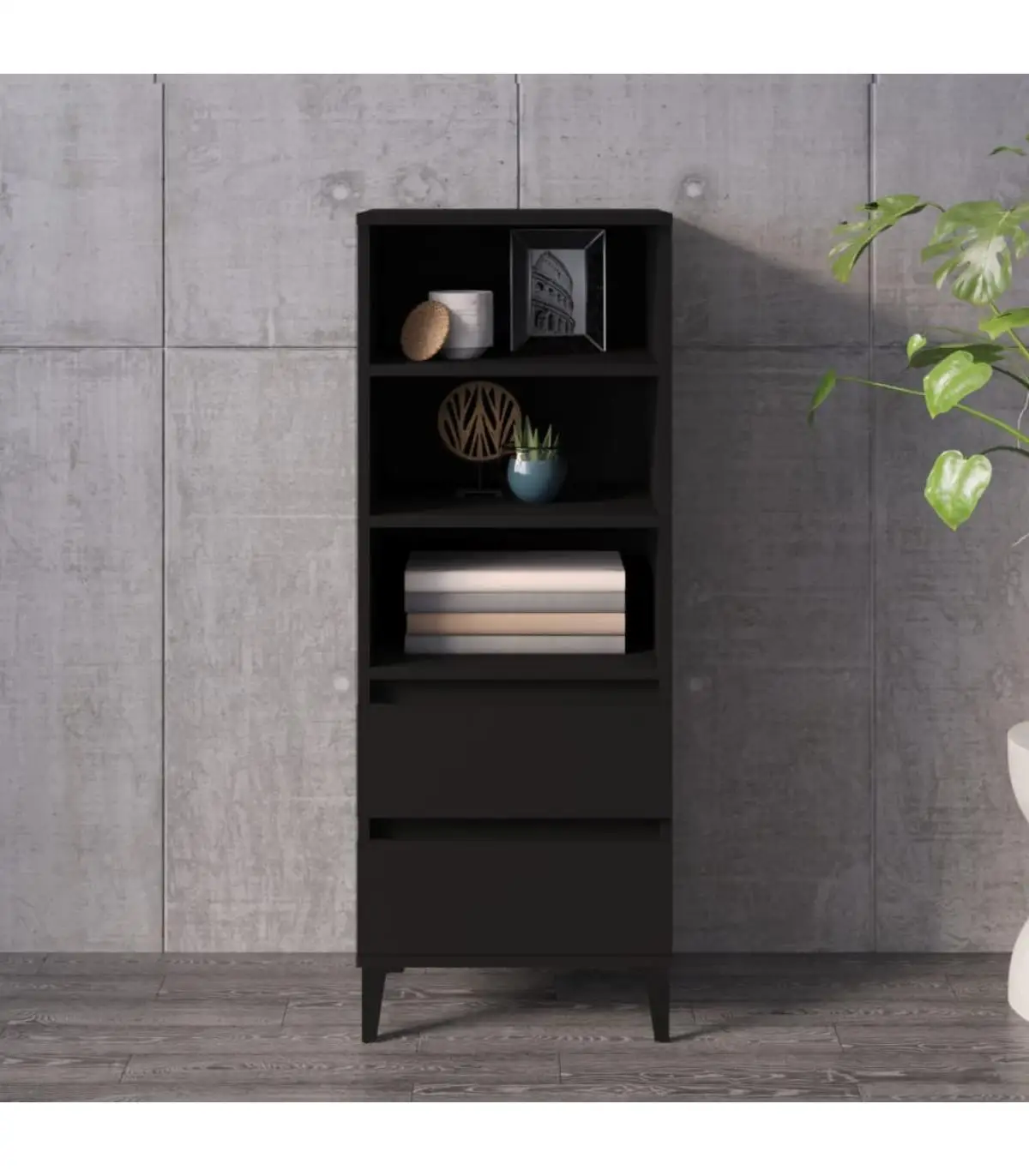 High sideboard black plywood 40x36x110 cm