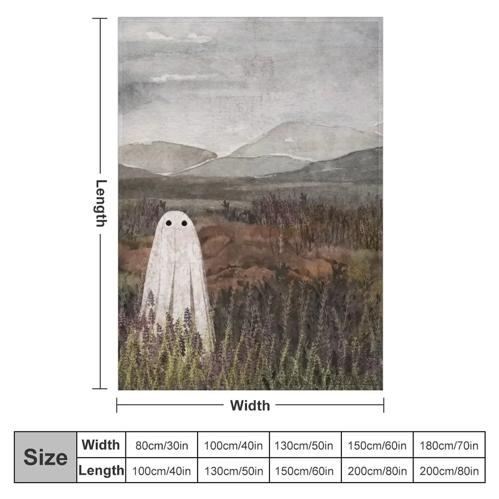 Heather Ghost Throw Blanket couch cozy soft plush fuzzy picnic outdoor blanket