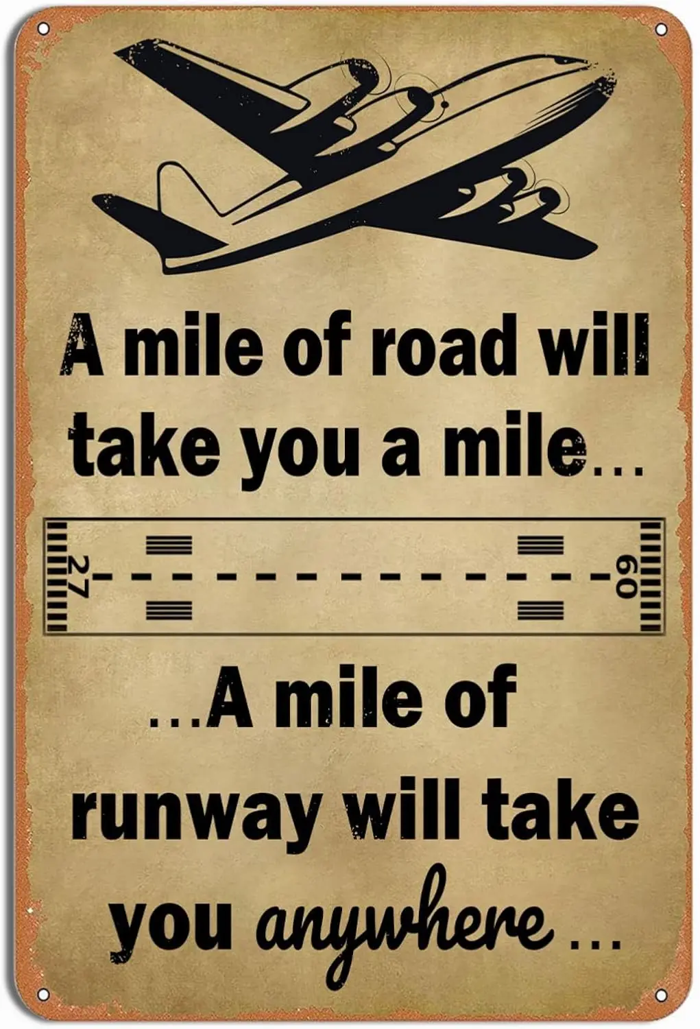 Aviation Metal Sign - Vintage Airplane Travel Tin Sign 8x12 Inch, Retro Wall Art for Home Office, Posters for Pilots, Airpl sign
