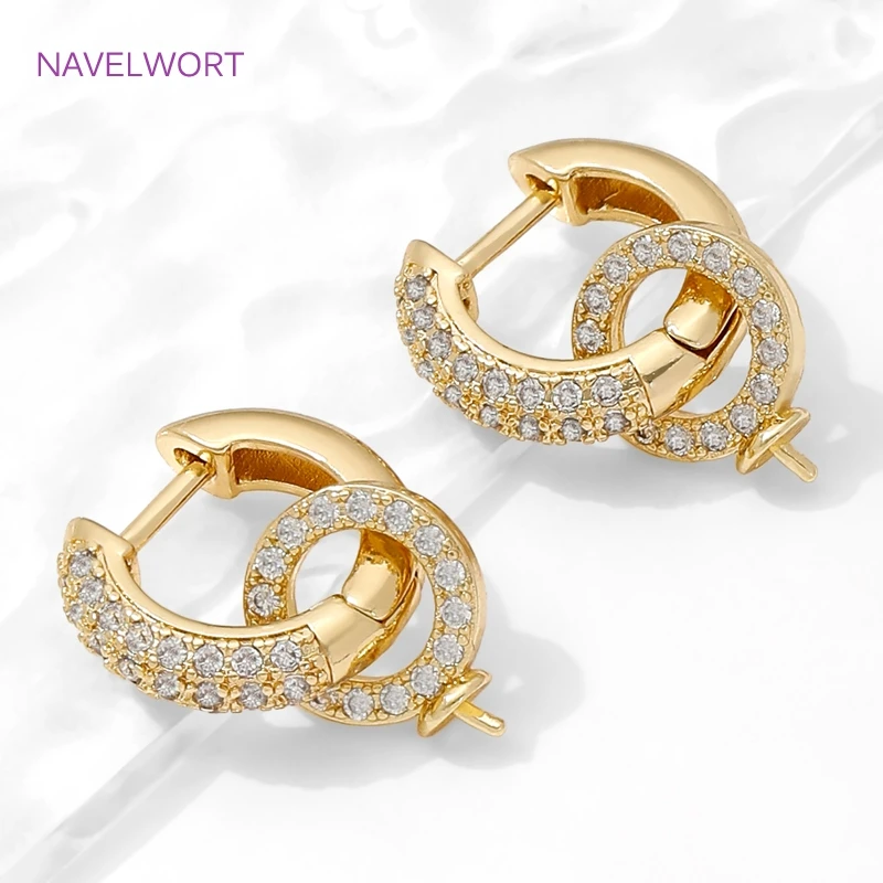 18K Gold Plated Brass Shvenzy Earwires Fasteners,Hoop Earrings Clasps with Pearl Pendant Mounting,DIY Earring Making Supplies