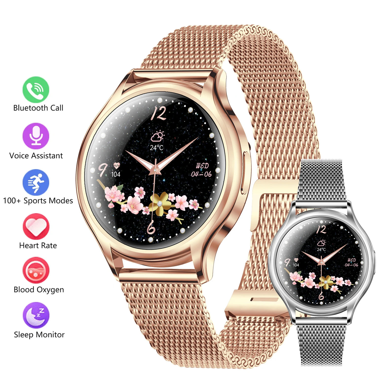 

Женские умные часы с мониторингом сна и здоровья, трекером активности, Bluetooth-вызовами, мультиспортивным режимом, водонепроницаемостью IP67, подарок для женщин, смарт-часы