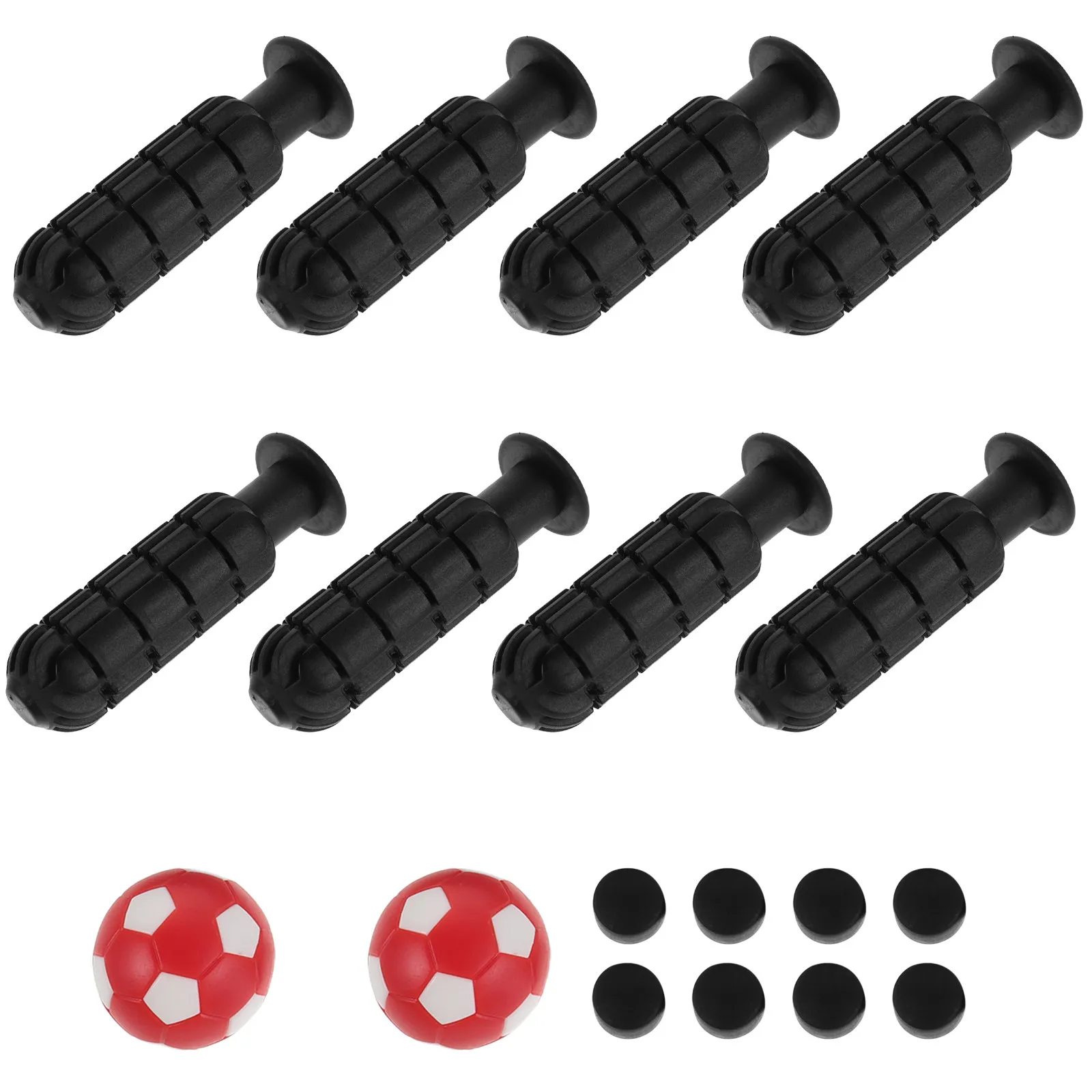 1Set Tabletop Soccer Handle Kit 8 Plastic Foosball Handles 8 Table Football Rod End Caps 2 32Mm Mini Soccer Balls Bright Red