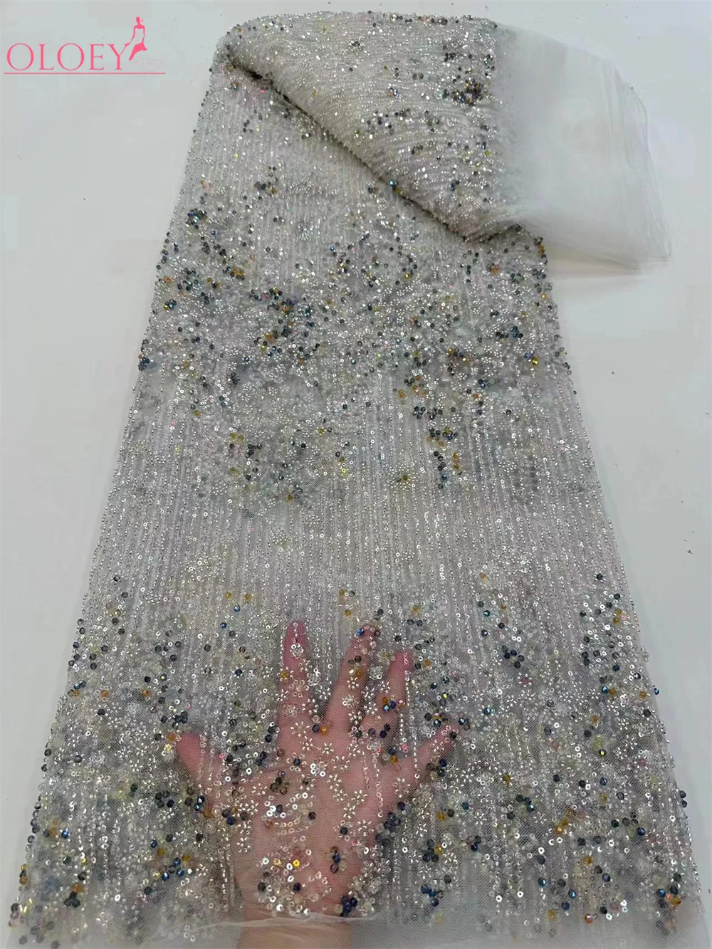 Tissu Africain NigWin en Dentelle avec Paillettes pour Robe de Mariée, Haut de Gamme, Luxe, Broderie Française, à la Mode