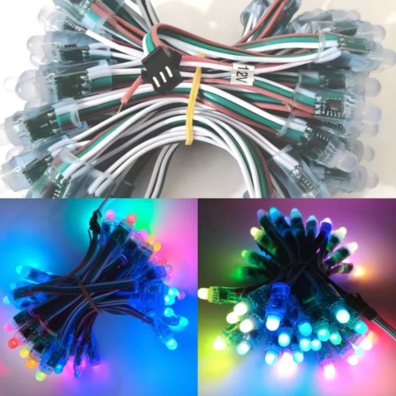 50 قطعة WS2811 IC RGB كامل اللون F12mm بكسل الرقمية عنونة 12 فولت 5 فولت حلم اللون LED بكسل وحدة سلسلة ضوء مقاوم للماء 4 متر #5