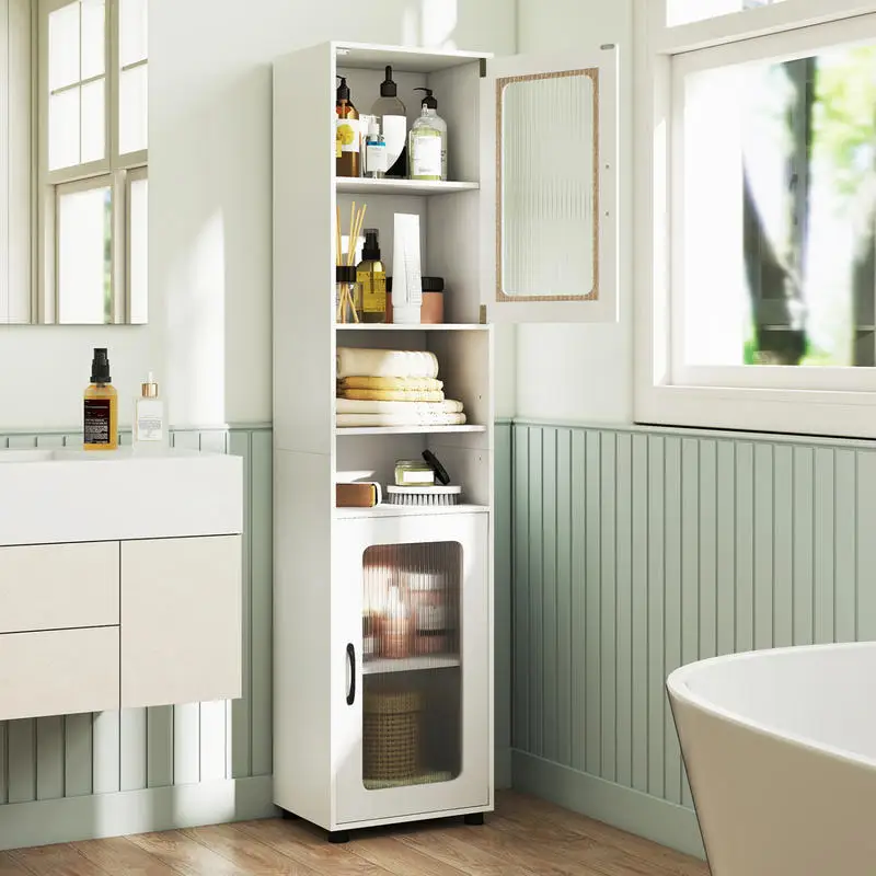 

Tall Bathroom Storage Cabinet 67 Inches Freestanding Storage Organizer-White