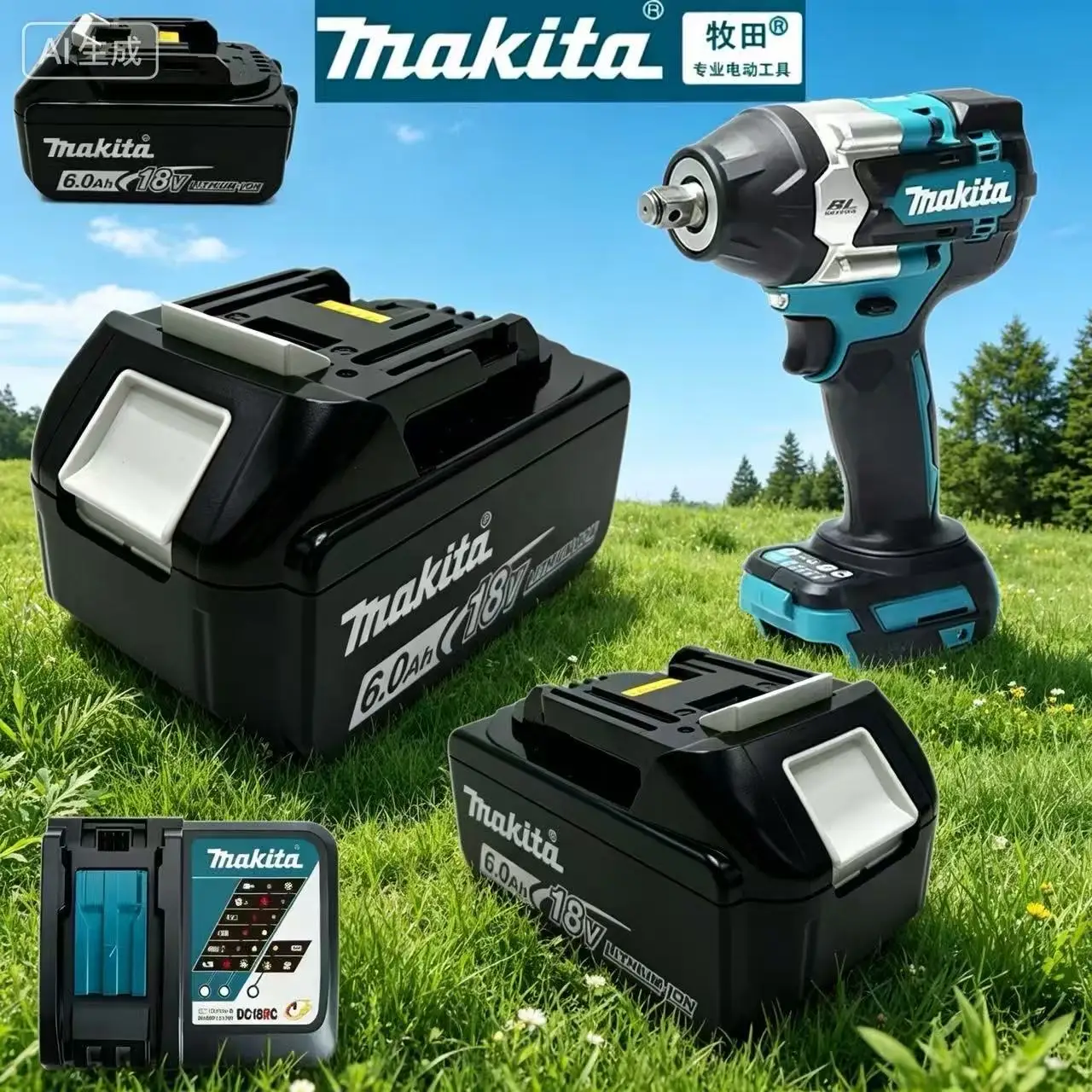 

Makita 6.0Ah 100% Original Lithium-ion Battery, Compatible with Makita 18V Tools DDF487 DGA404 DTW700 DTD173 DHP487Battery
