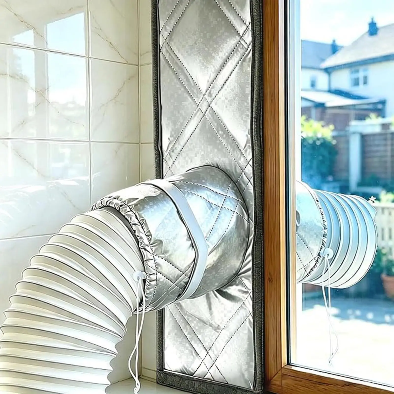 Portable AC Window Vent Kit Cut-to-Fit Seal Panel For Sliding Windows, Heat Insulation Exhaust Cover For Home Apartment Office