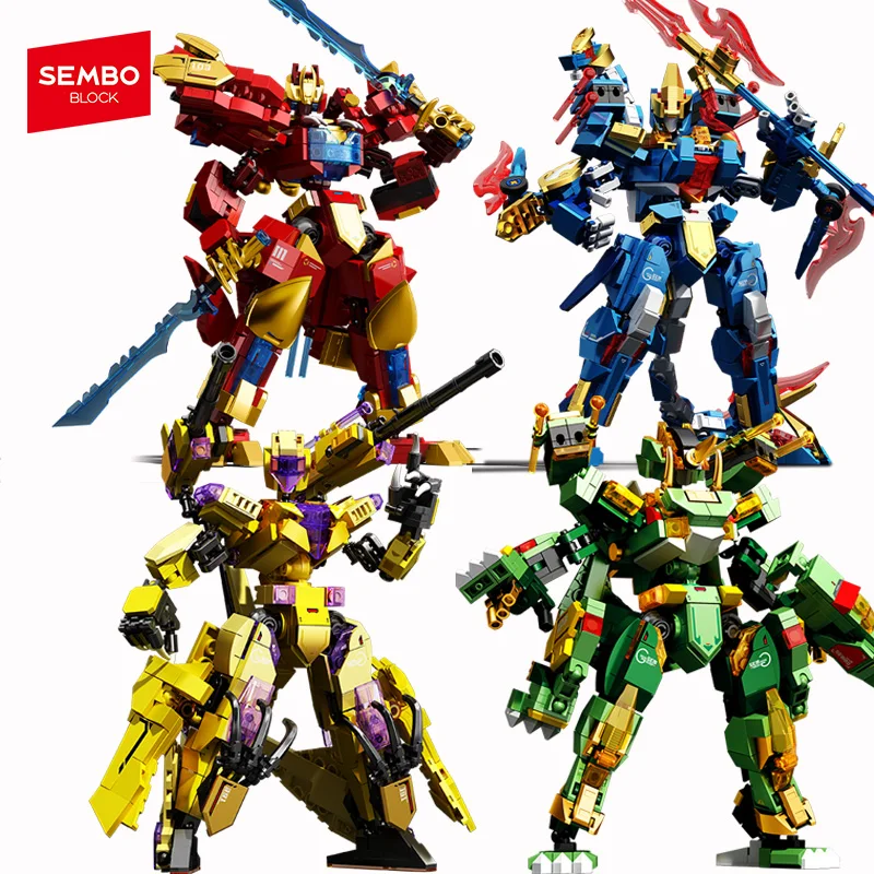 SEMBO BLOCK Serie Mecha Building Blocks Robot da battaglia Kit modello Bambini Mattoni assemblati Ornamento Giocattoli per ragazzi Regali di Halloween