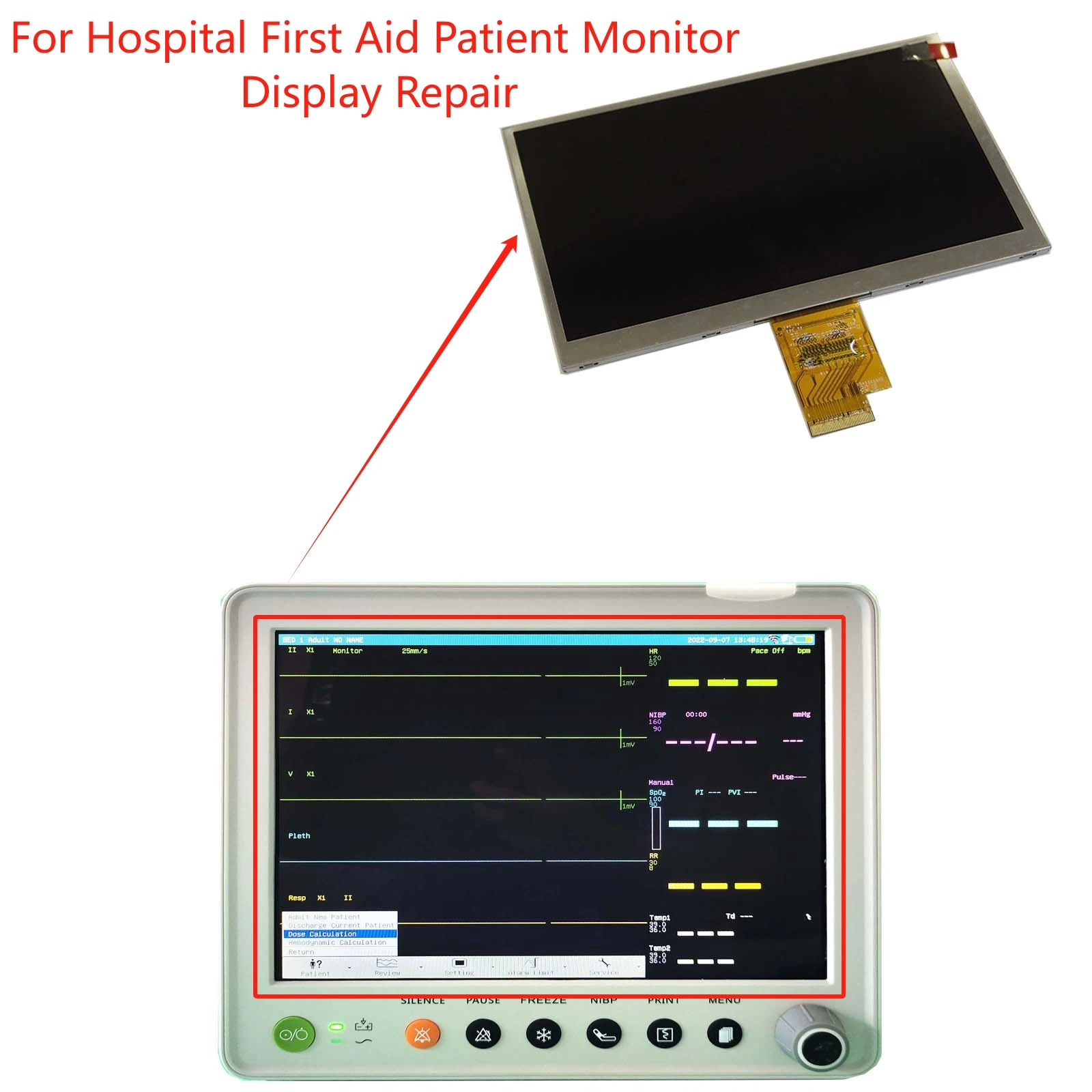 New 12.1inch Full color LCD Display for Hospital First Aid Patient Monitor Repair