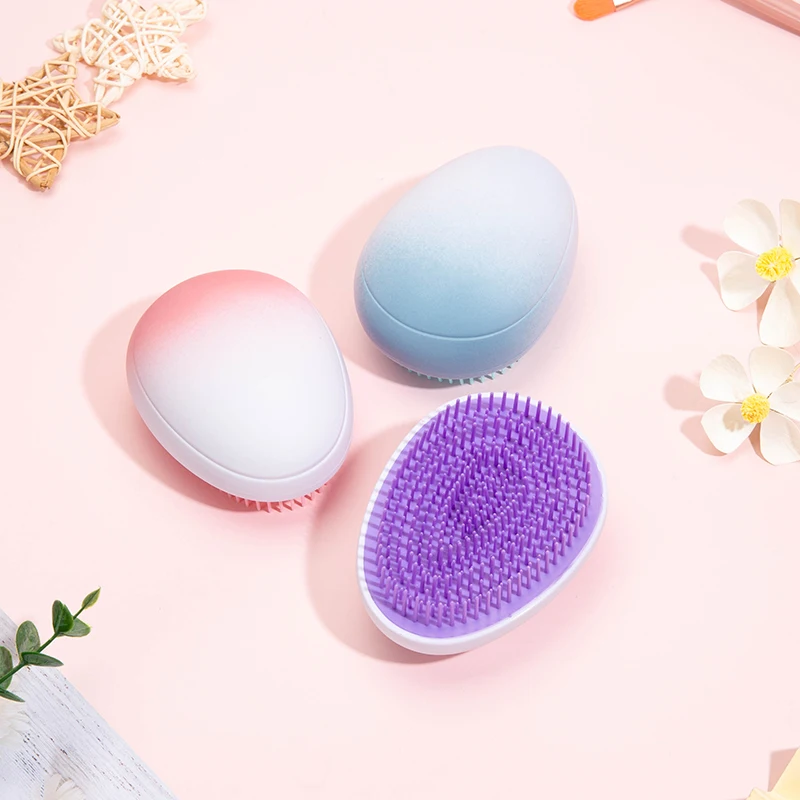 

1pc Mini Egg Shape Detangling Hair Brush Gradient Round Anti-knotting Tangle Combs Salon DIY Hair Care Styling Tools Accessories