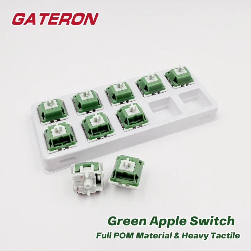 GATERON Green Apple Switch Full POM Heavy Tactile Switch Plug in 5 Pin 62g DIY Hotswap Gaming Mechanical Keyboard