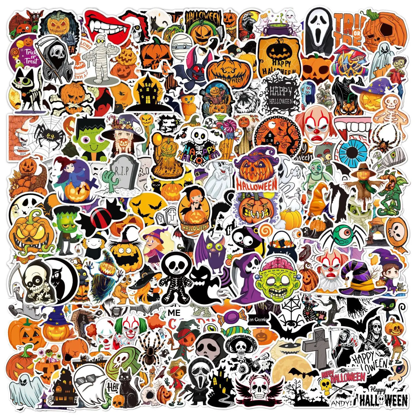 

Halloween Pumpkin Stickers 50pcs Cartoon Festival Ghost Stickers Decorating Skateboard Suitcases Stickers